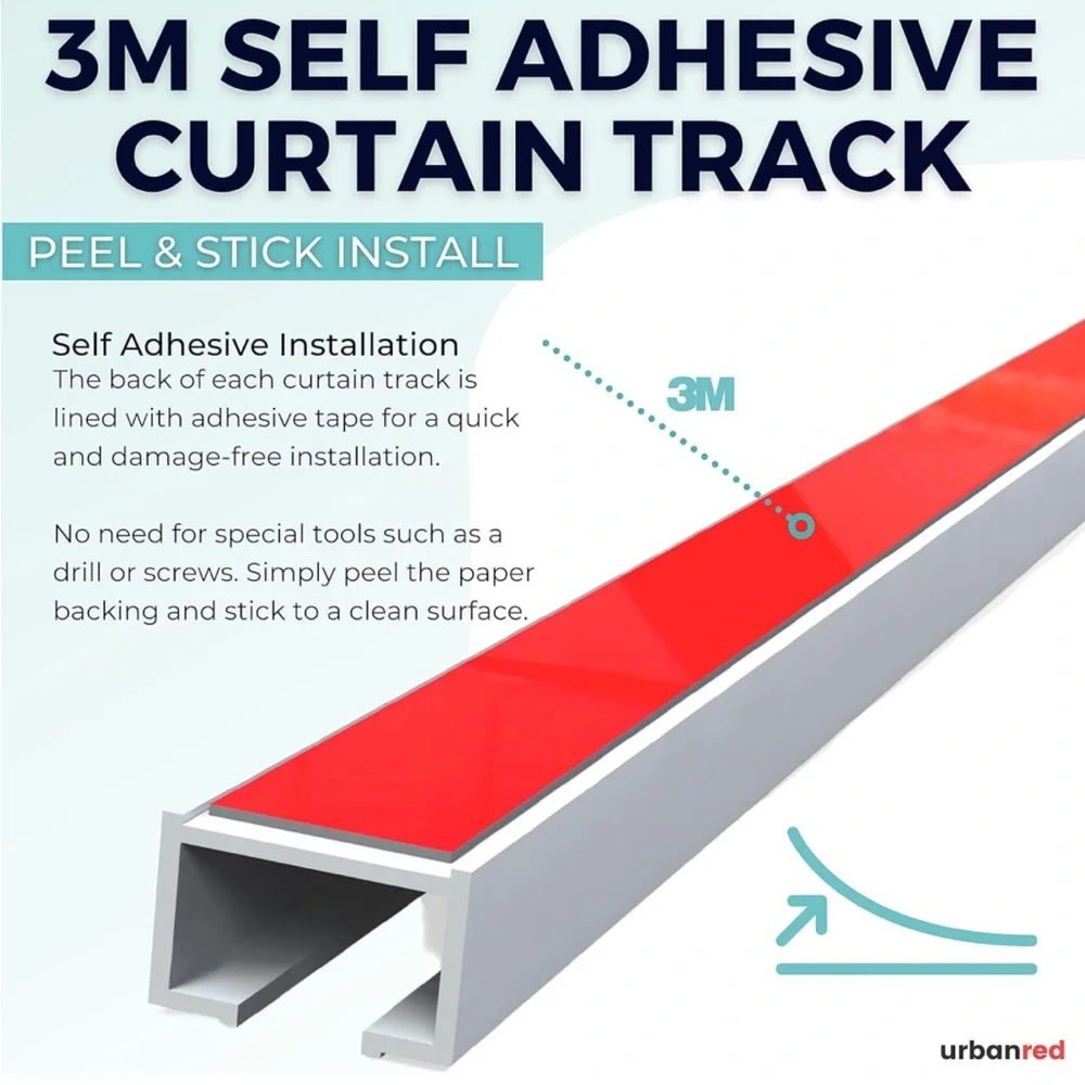Silver Adhesive Curtain Track System Renter Friendly - Picture 6 of 10